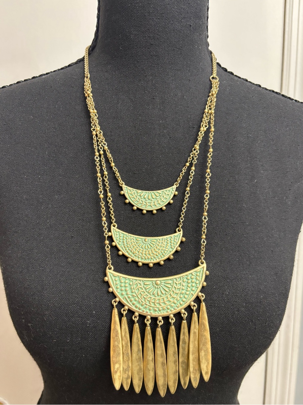 Lucky Brand Gold-Tone Necklace with Mint Enamel Crescent Pendants
